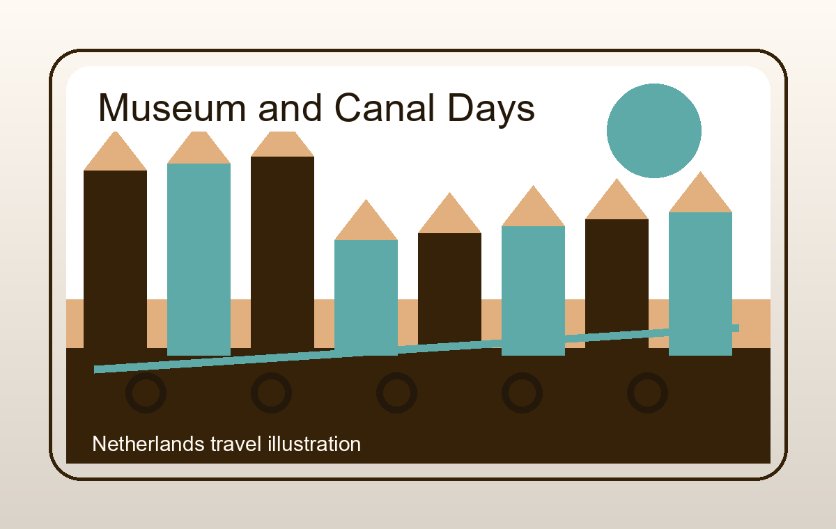 Illustratie van museumroutes en Nederlandse stadsreizen